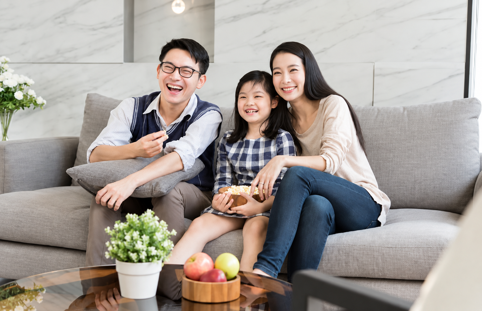 Family relaxing together at home